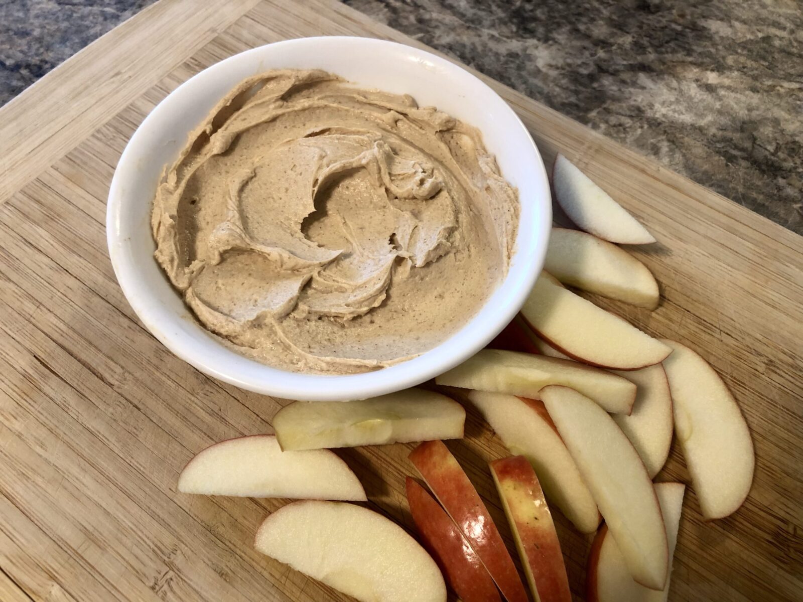 Apple Dip and Apples on a Cutting Board