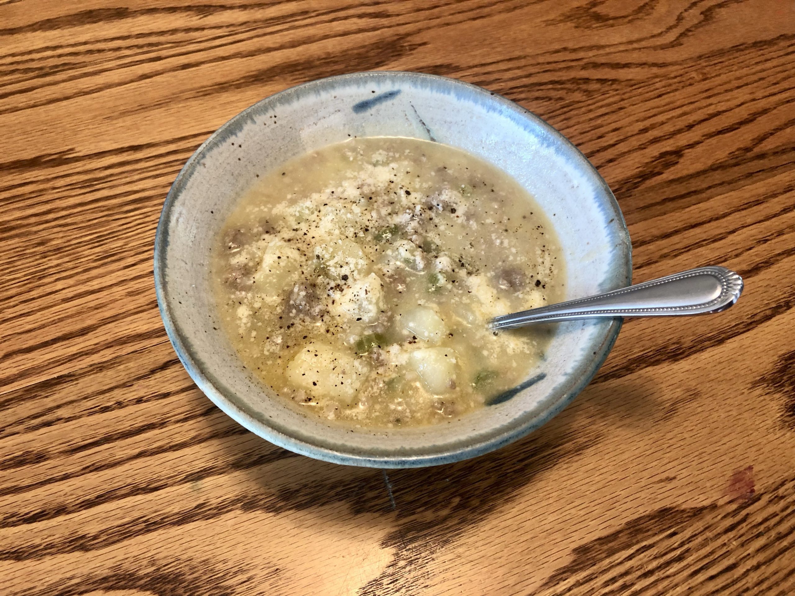 Potato and Sausage Soup in a Bowl